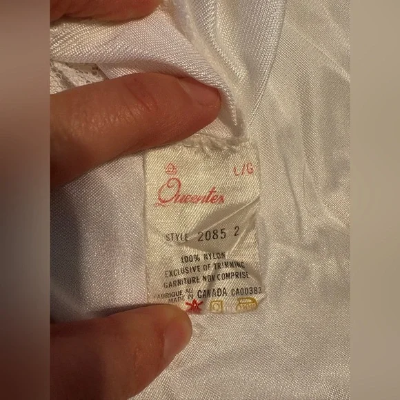 Vintage Queentex White Slip Dress With White Lace & Pink Ribbon!! (L) - Picture 8 of 8
